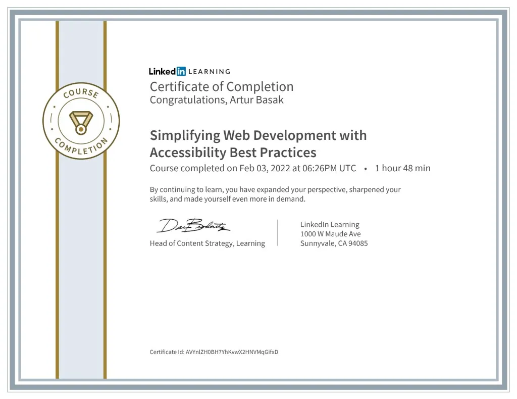 Coursera Project Certificate for Artur Basak: Introduction to Basic Game Development using Scratch, completed November 29, 2024