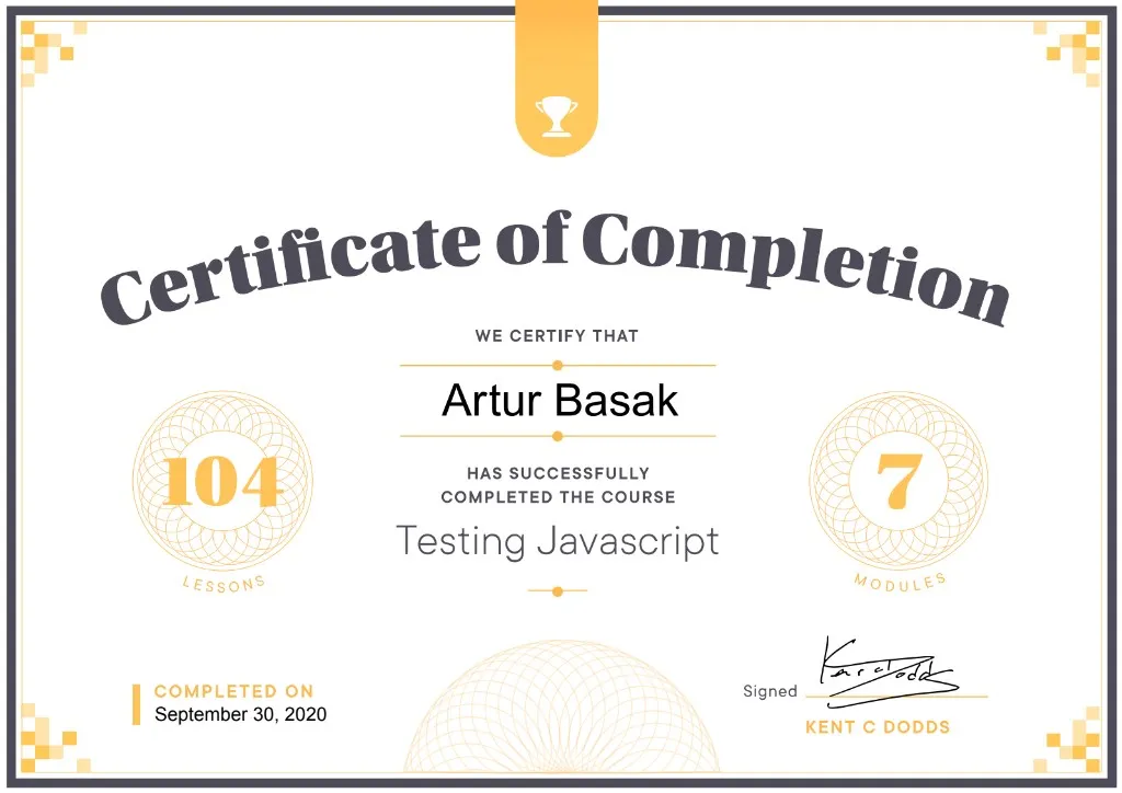 Certificate of Attendance for Artur Basak: React Global Online Summit 22.2 by Geekle, November 8–9, 2022