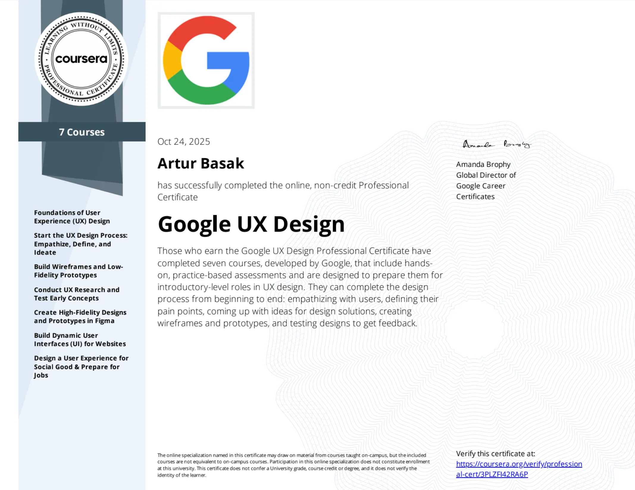 Сертификат Google UX Design 2025