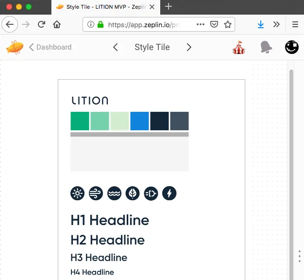 Color scheme of my previous project (Lition, design from Zeplin)