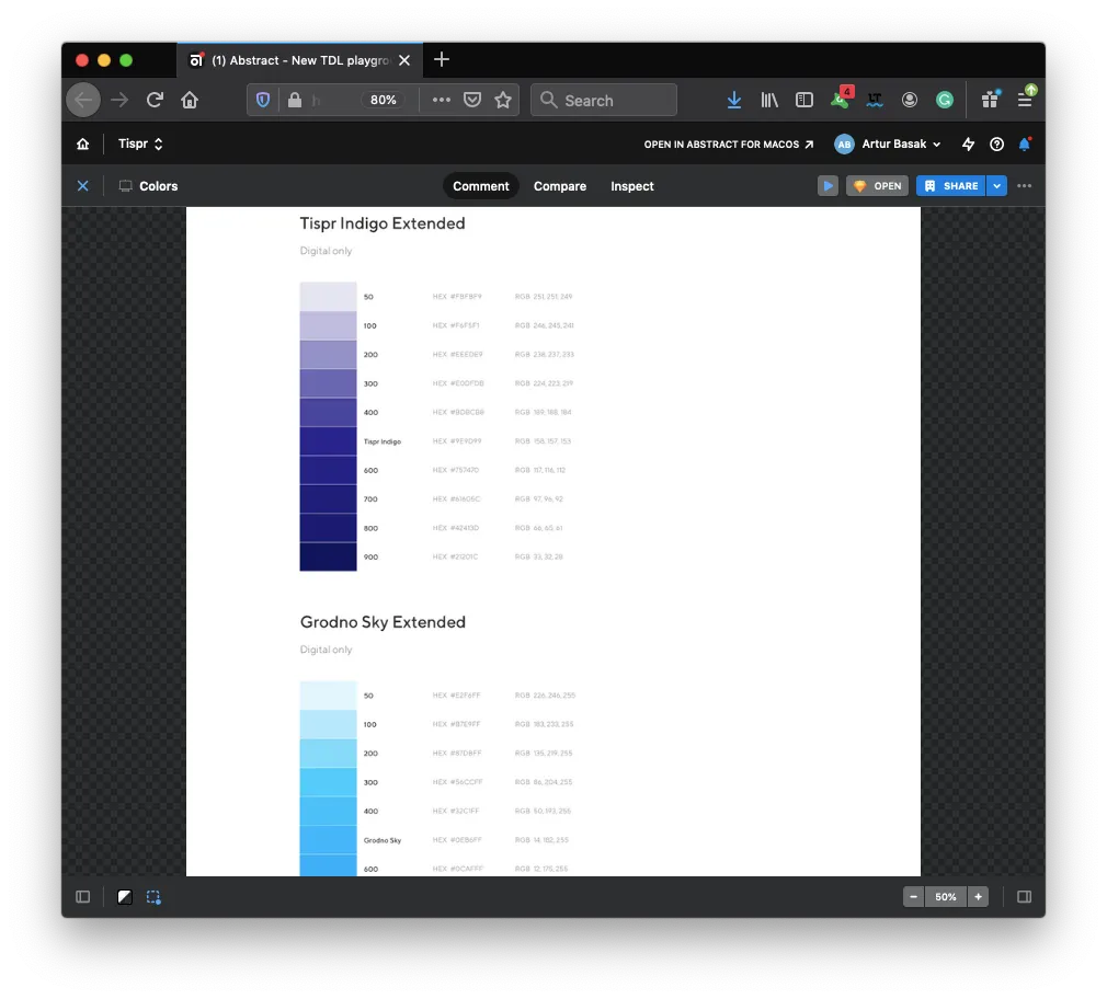 Color scheme of my current project (Tispr, design from Abstract)