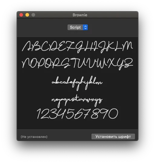 Образец гарнитуры Brownie Script