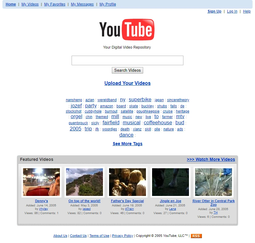 Главная YouTube 2005: Your Digital Video Repository